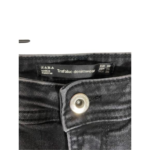 Zara Trafluc High Rise Raw Hem Black Skinny Jeans SZ 6 Casual Emo Grunge Goth - Picture 5 of 5